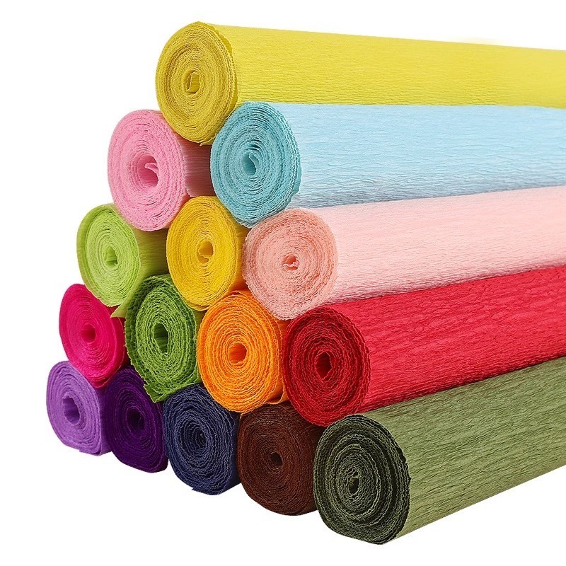

Color Handmade Crepe Paper Diy Paper Flower Material Gift Paper Roll Edge Paper Kindergarten Handmade Flower Origami