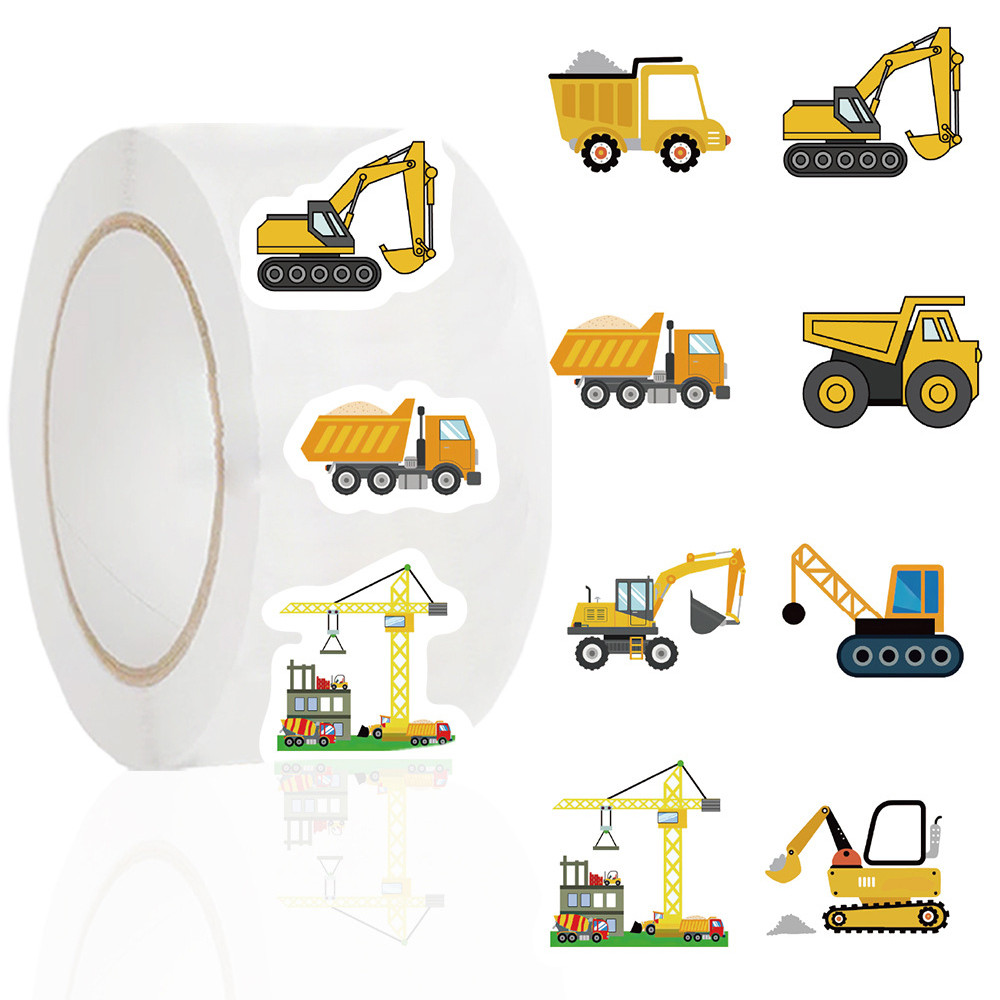 

500Pcs Construction Vehicle Sticker Roll For Kids Reward Encourage Sticker For Labels Thank You Sticker Kids Toys