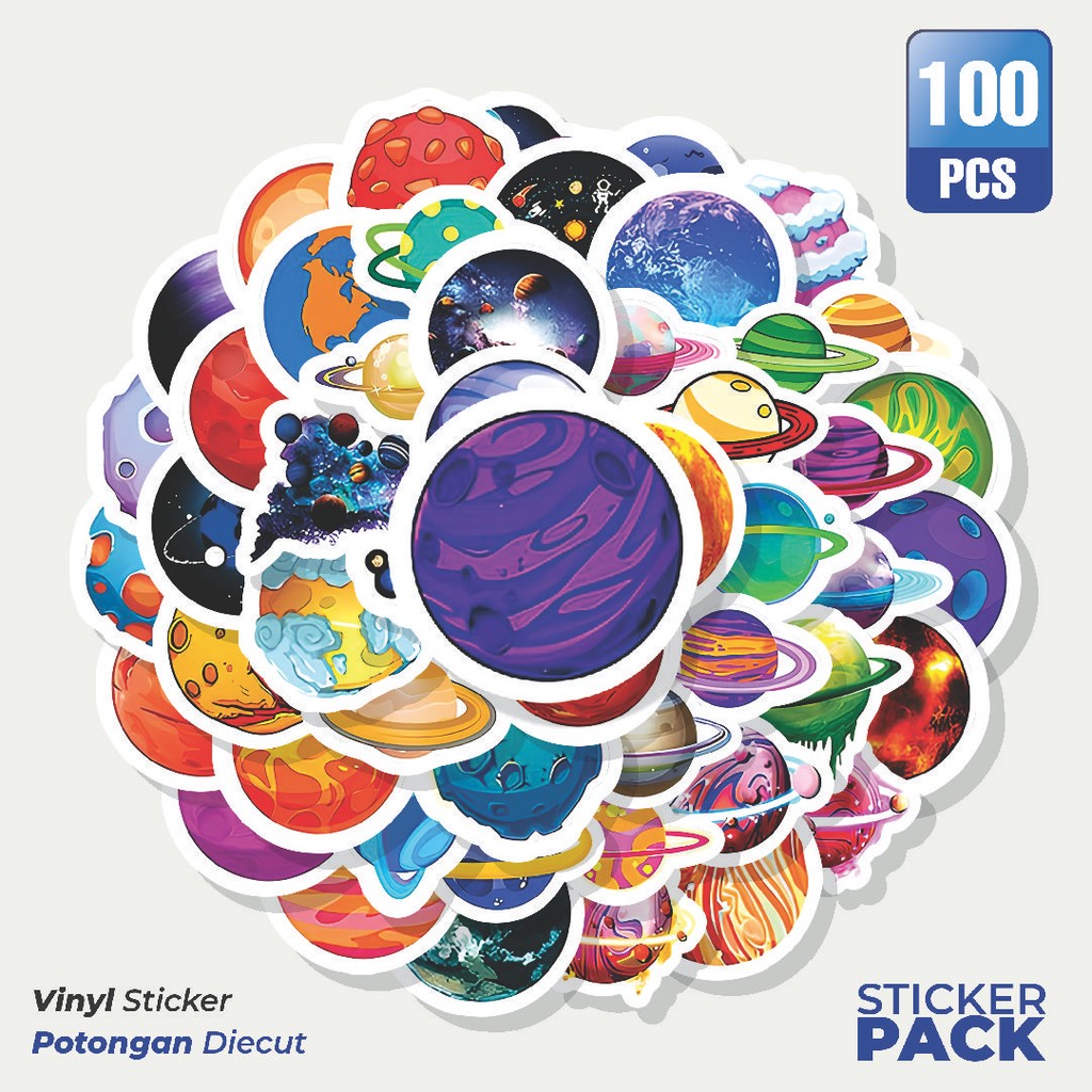 

Super Hemat! 100 PCS Stiker Space Universe Planet Cartoon [Kartun Planet Alam Semesta Luar Angkasa] Waterproof Aesthetic- Untuk Laptop, Motor, dan Helm - Paper Stationery Pack