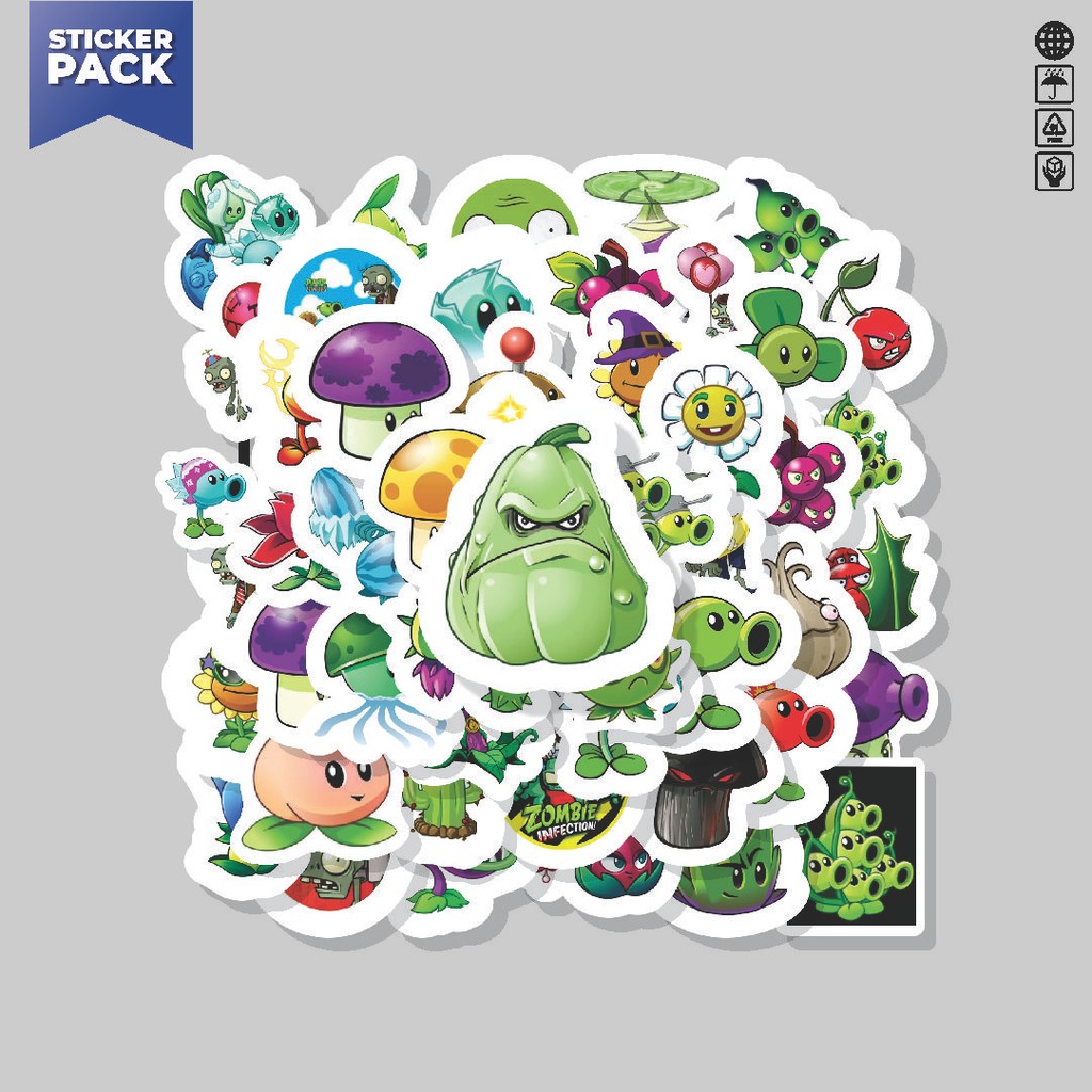 

[100PCS]Stiker Pack Stiker Plant VS Zombie Aesthetic Vinyl Anti Air Dekorasi Sticker Laptop Buku Journal Koper Helm Casing HP Gitar Helm Skateboard