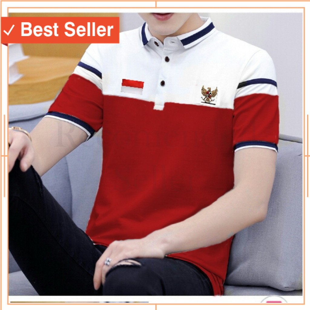 Baju Jalan Sehat Senam 17an  Agustusan / BAJU MERAH PUTIH PRIA Kaos Distro Original Polo Shirt Combi