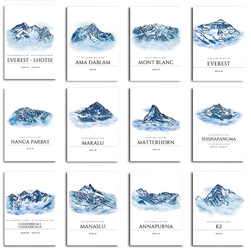 

Minimalist Dream Mountains Mont Blanc Nepal Ama Dablam Annapurna Machapuchare Poster Prints Canvas Painting Wall Art Decor