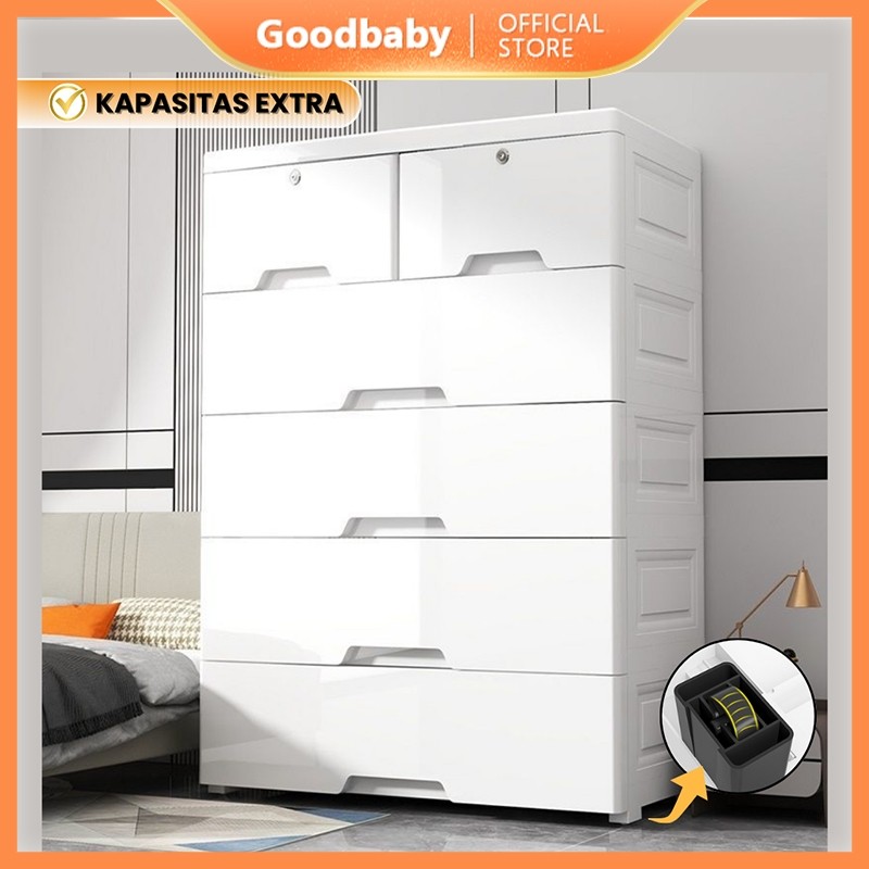 Goodbaby | Lemari Pakaian Putih Plastik - Lemari Jumbo Laci Plastik - Laci 3 4 5 6 Susun Putih