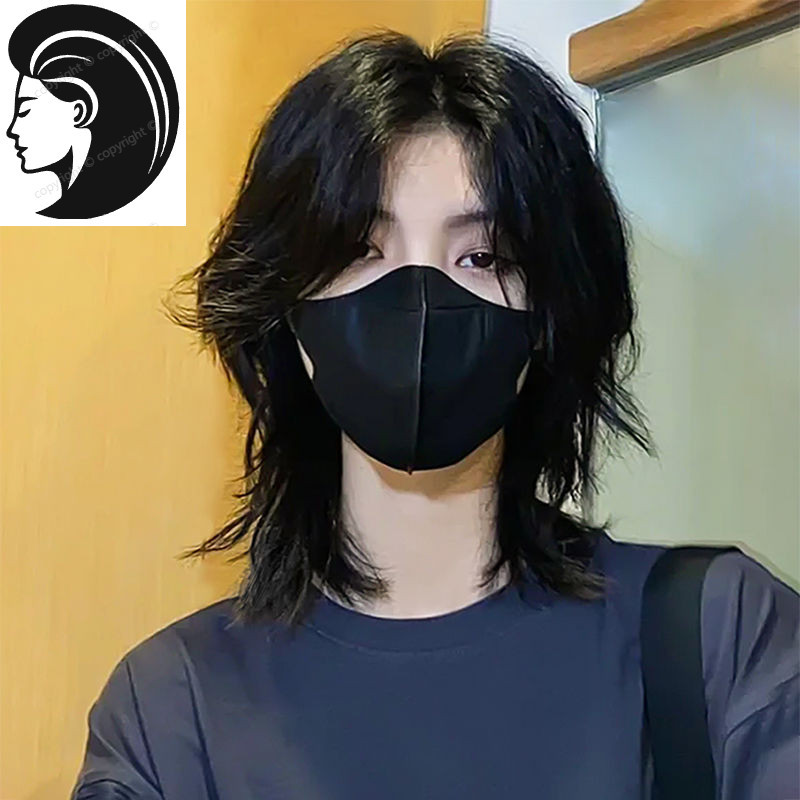 【Rambut nyata.】 Wig Wolfcut Wig Wanita Full Kepala Wig Pria Wig Rambut Pendek Jepang Samurai Wig Ram