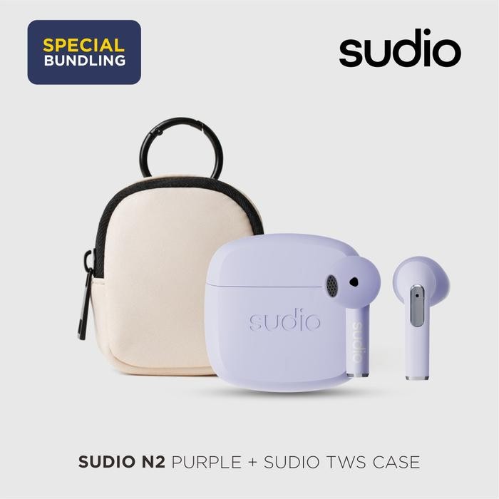 Sudio N2 Purple - True Wireless Bluetooth Open-Ear Earbuds - Bundle Case