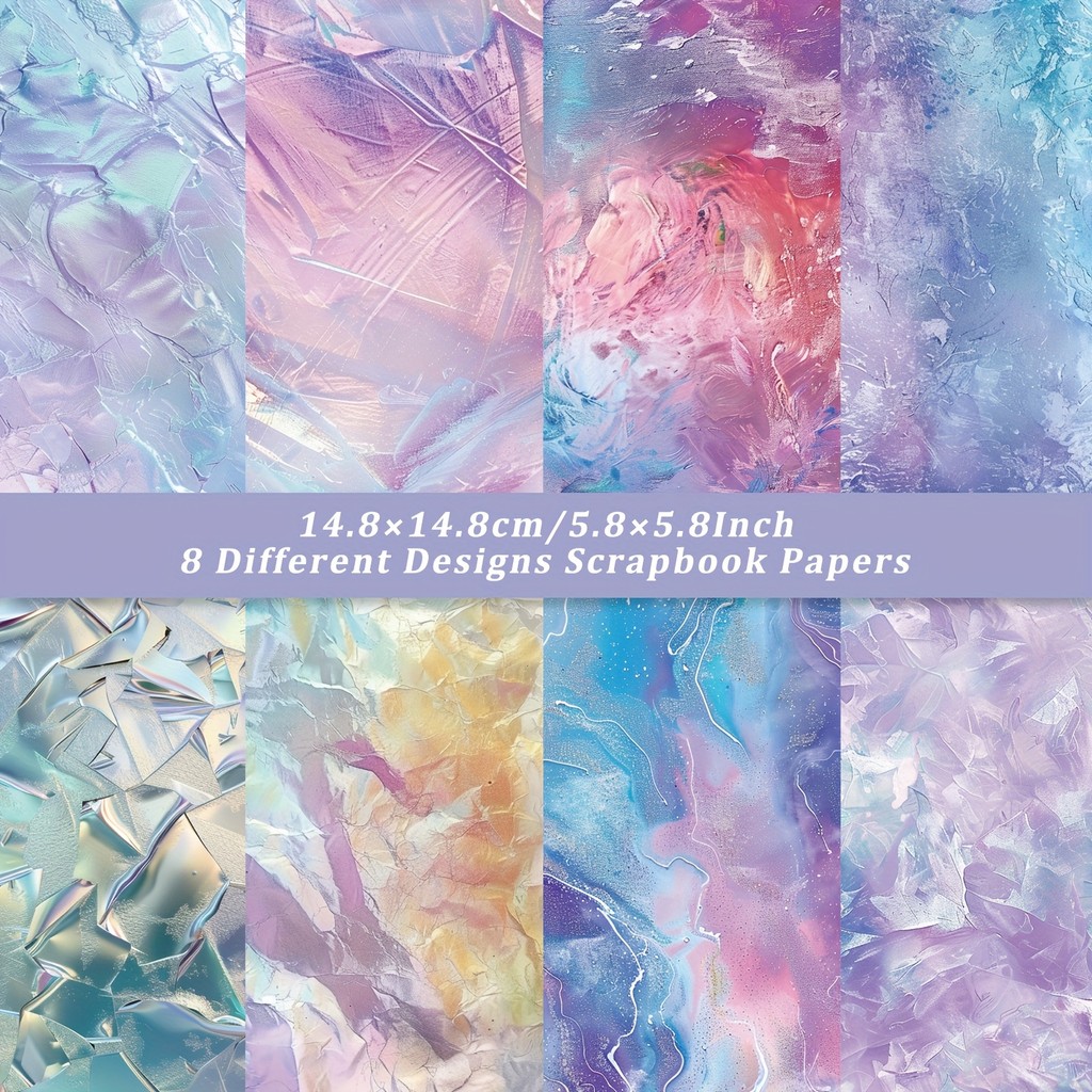 

8 Sheets Multicolor Glittering Scrapbook Paper For Junk Journal Card Making Gift Making Photo Album DIY Art Craft Material Paper