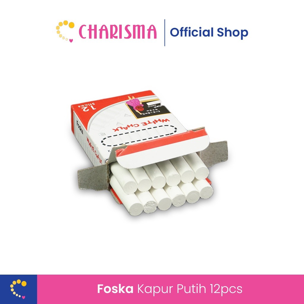 Charisma Chalk Blackboard Kapur Putih - Foska Kapur Tulis Putih - Kapur Papan Tulis Putih 12pcs - Ka