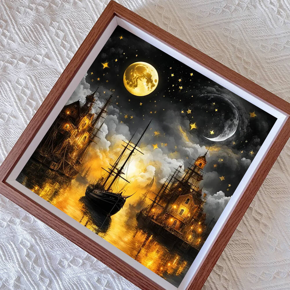 

EverShine Diamond Painting Moon 5D Full Drill Embroidery Sea Sailboat DIY Mosaic Ship Crafts And Art Supplies Handmade Gift