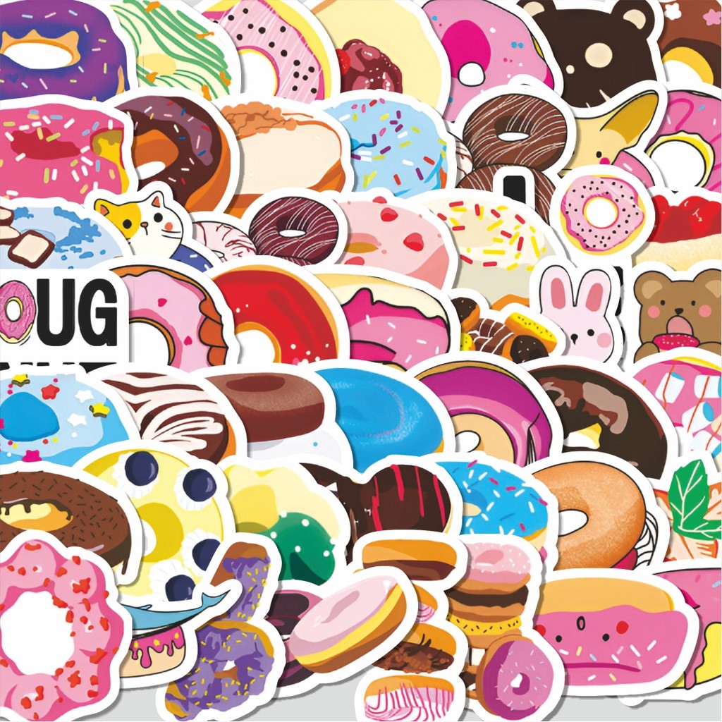 

Stiker Cutting Pack Stiker Creative Funny Doughnut [Donat Lucu Kreatif] Isi 100Pcs Series Aesthetic Lucu Keren Untuk Koper Bahan Vynil