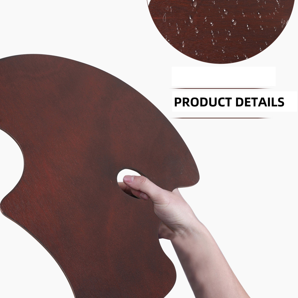 

Wooden Palette Tray 30x40 Round Ergonomic Reusable Painting Plate Color Mixing Board Lightweight Portable Gift