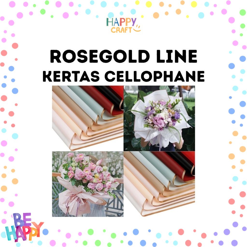 

(20 LEMBAR) Kertas Cellophane Buket Bunga - TRANSPARAN ROSEGOLD LINE - Flower Wrapping Paper