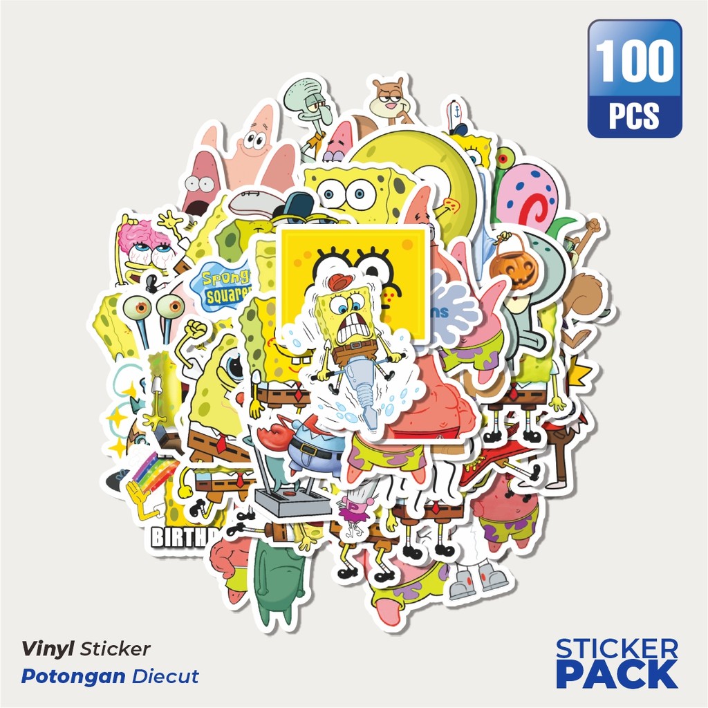 

Super Hemat! 100 PCS Stiker Stiker Spongebob Squarepants Universe Series Character Mix 1 Waterproof Aesthetic- Untuk Laptop, Motor, dan Helm - Paper Stationery Pack
