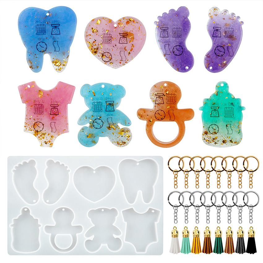

Baby Foot Heart Bear Key Earring Silicone Mold for DIY Epoxy Resin Craft Necklace Pendant Ornament Jewelry Making Findings