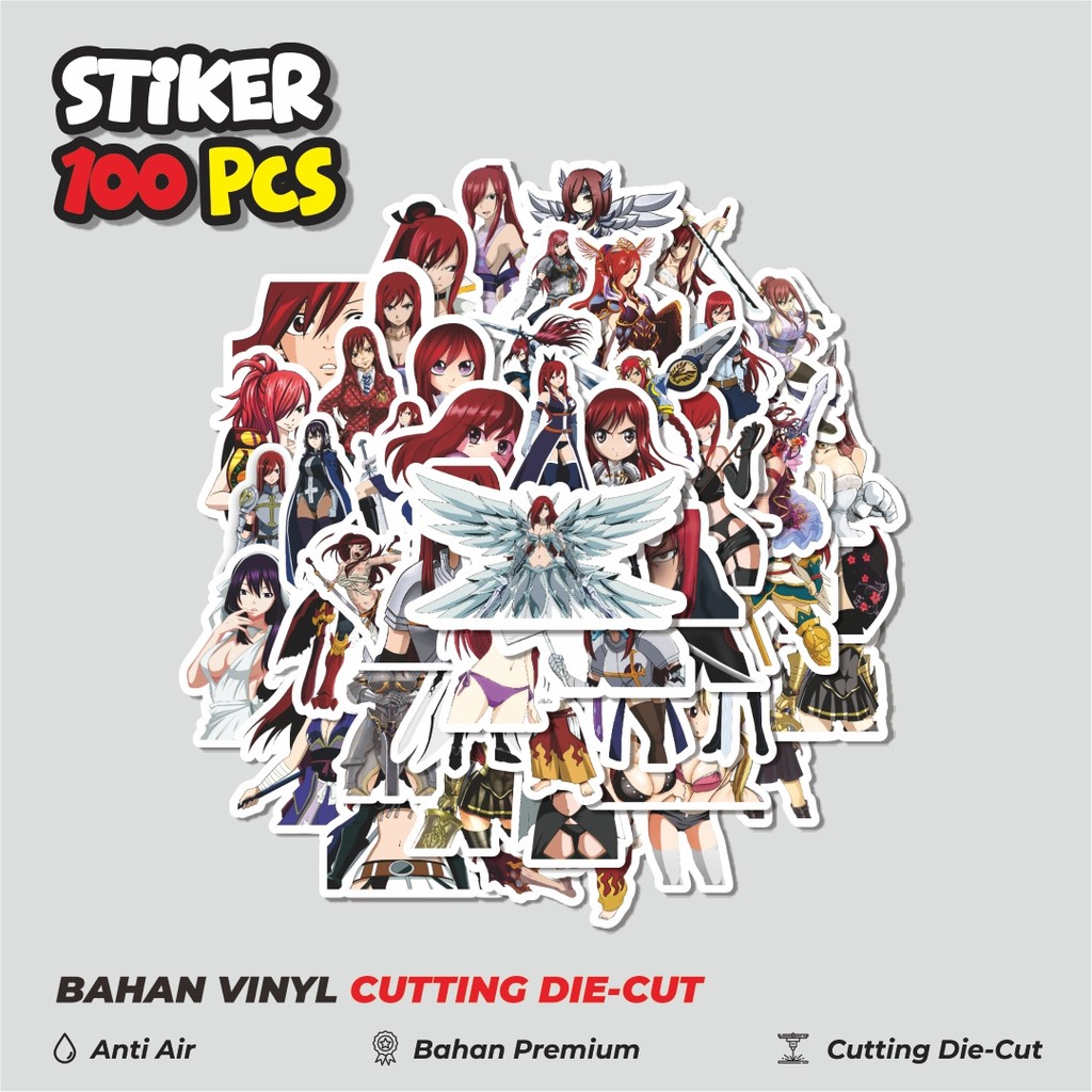 

Terbaru! 50 pcs Stiker Anime Series Fairy Tail Character Erza Scarlet Dekorasi Lucu Kreatif untuk Notebook, Skateboard, HP