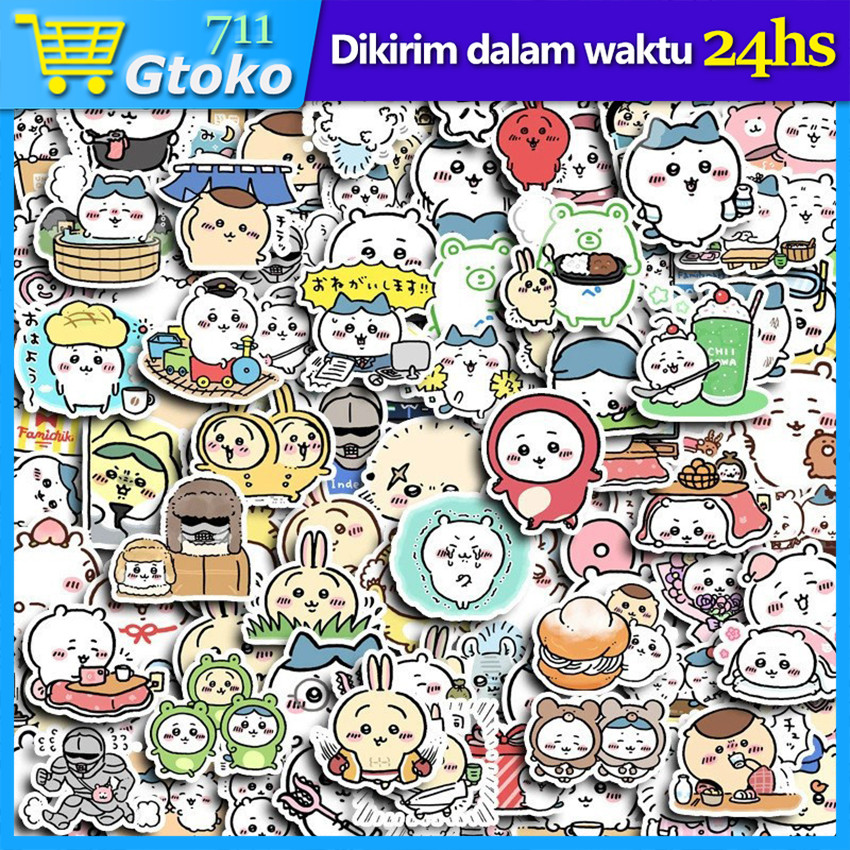 

100 Pcs Sticker Chiikawa Stiker Kartun Karakter Lucu Dekorasi Buku Journal Scrapbook Koper Laptop Helm