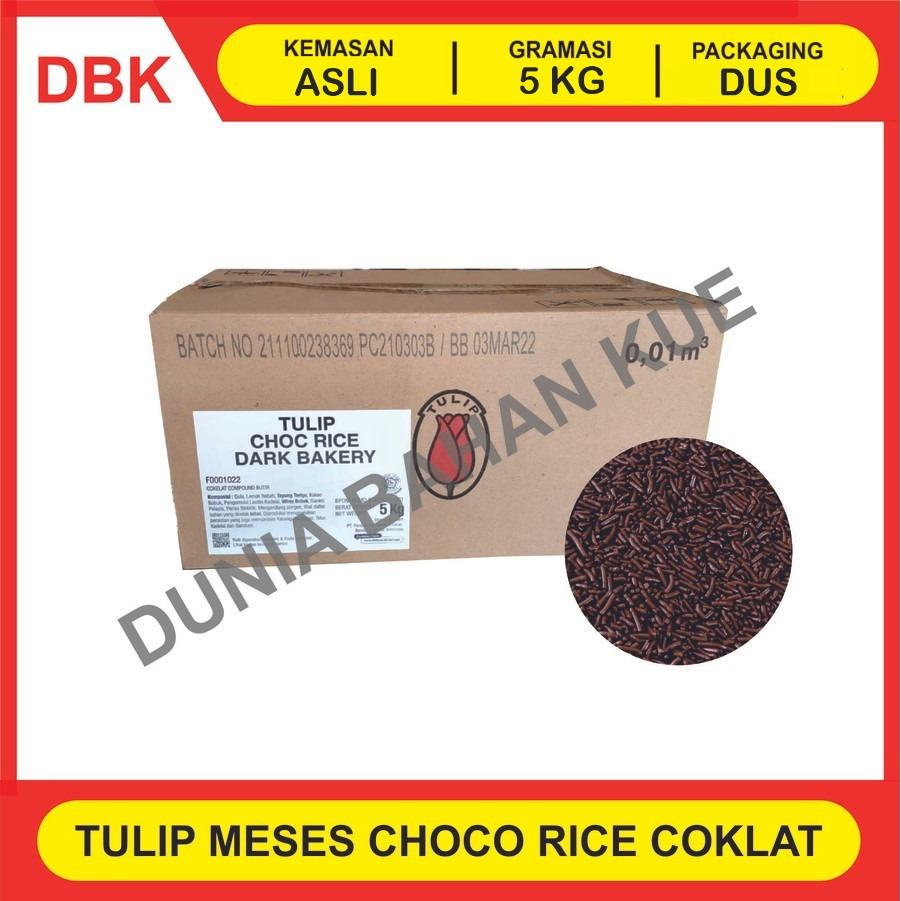 

TULIP MESES COKLAT DARK BAKERY CHOCORICE 5 KG / MEISES / CERES