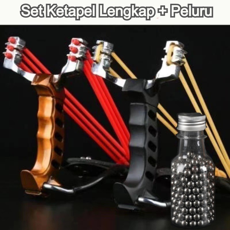 COD | Set Ketapel Lengkap, Karet 10 meter, Kunci L 2 pcs & peluru 200 butir