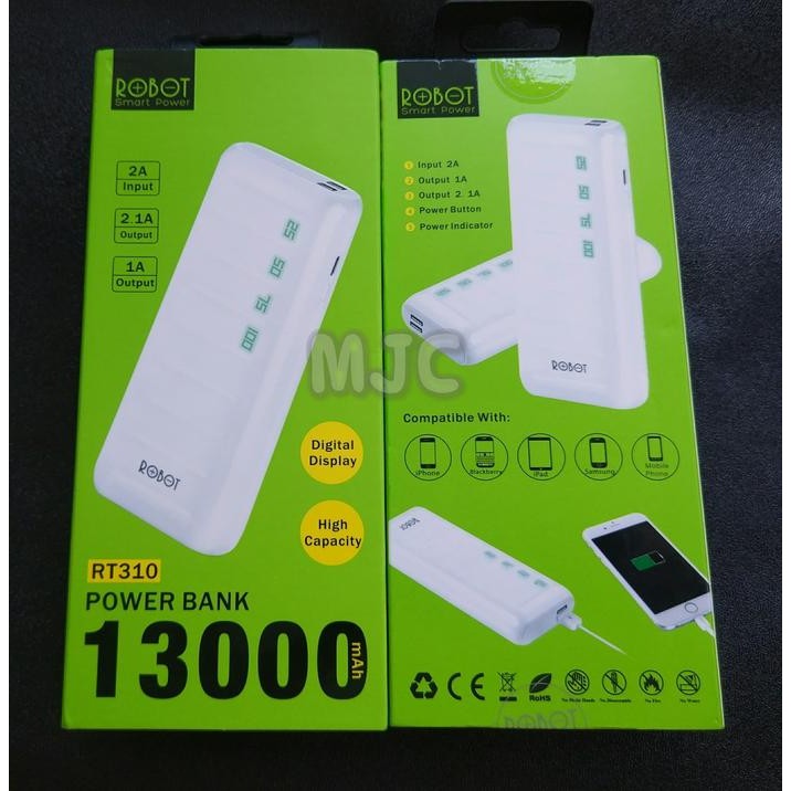 PROMO Power Bank ROBOT Vivan 13000 mah RT310 Real Capacity Garansi Resmi