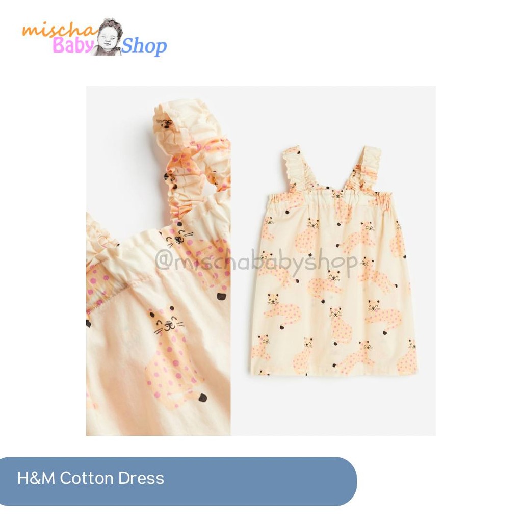HnM Cotton Dress Light beige/Leopards | Pakaian Anak Bayi Perempuan