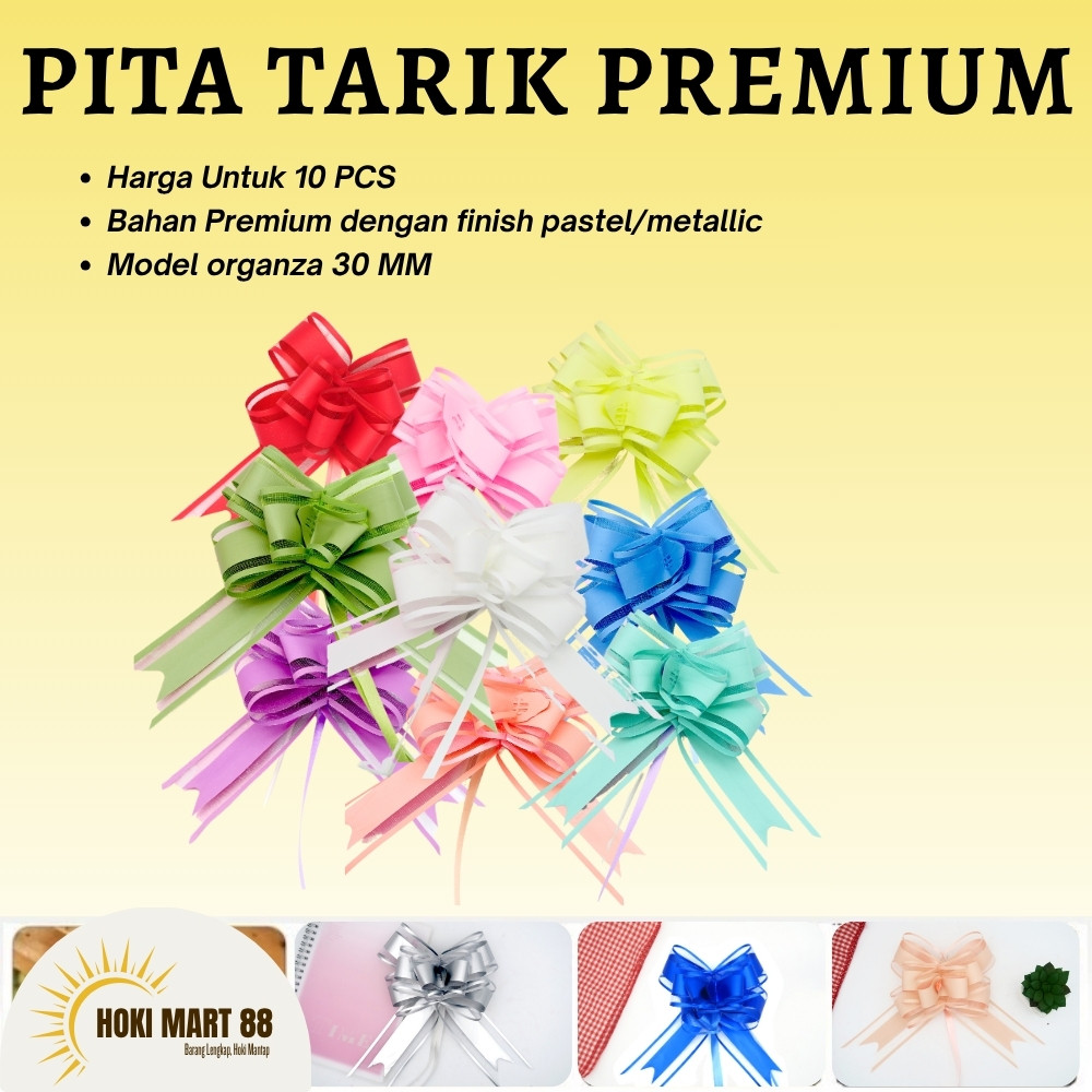 

(1 Pak 10 pcs) Pita Tarik POM 30mm Motif Rose 30mm Serut Matte Organza