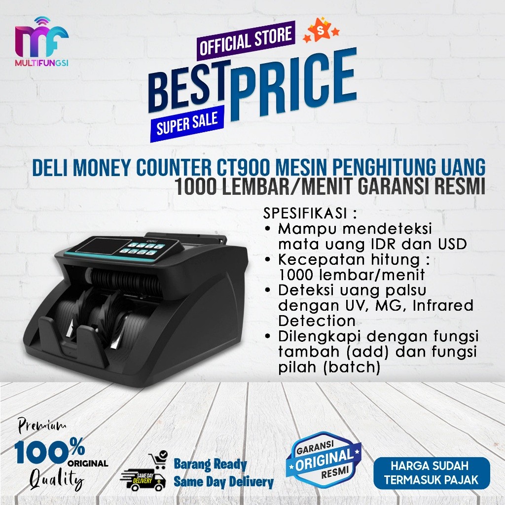 

Deli Money Counter CT900 Mesin Penghitung Uang 1000 Lembar/Menit Garansi Resmi