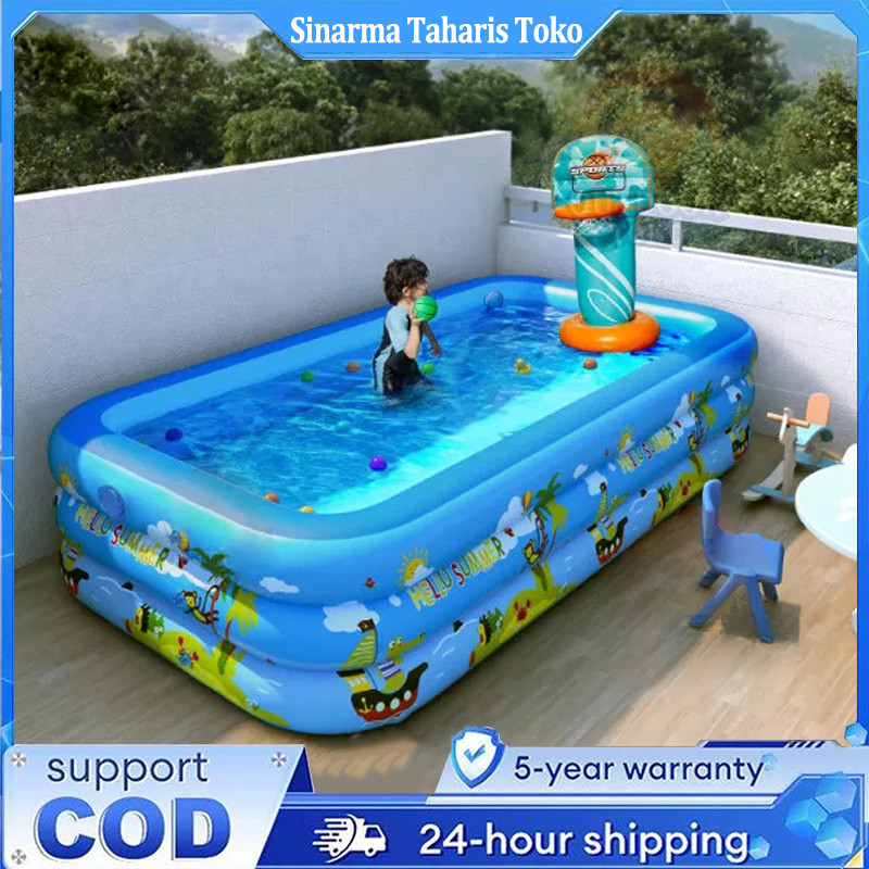 Kolam ikan terpal Kolam Renang Anak jumbo Ring Layer Motif Bayi Portable Bahan Kuat Inflatable Swimm
