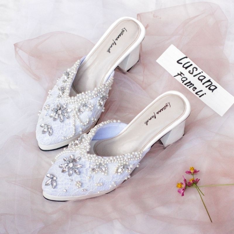 KIARA | wedding shoes sepatu Payet heels pengantin putih sepatu custom  sepatu pesta  platfoam  hak 