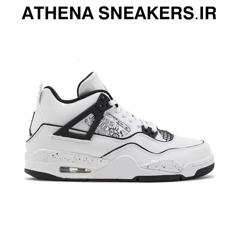Sepatu Air Jordan Retro 4 Gs Diy White Black BNIB Original