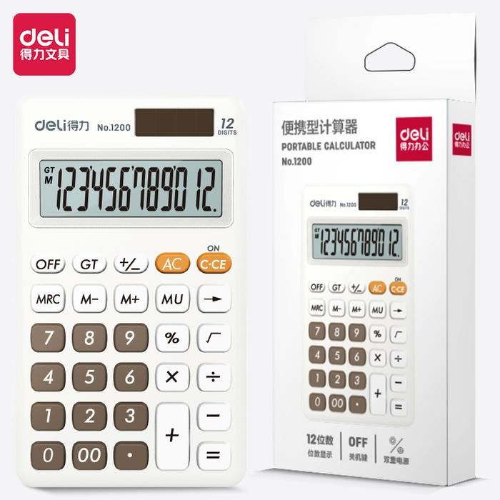 

BEST~[Terlaris] AKKY02 Deli Desktop Calculator/Kalkulator Meja Mini Portable Dual Power 1200 - Putih