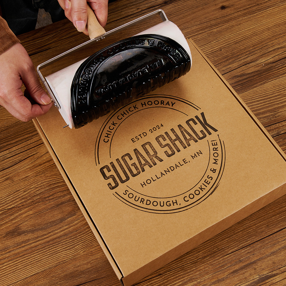 

Extra Large Custom Logo Stamp for Large Prints Use Rolling Stamp for Paper, Fabric, Cardboard & More Rubber Logo Packaging Seal