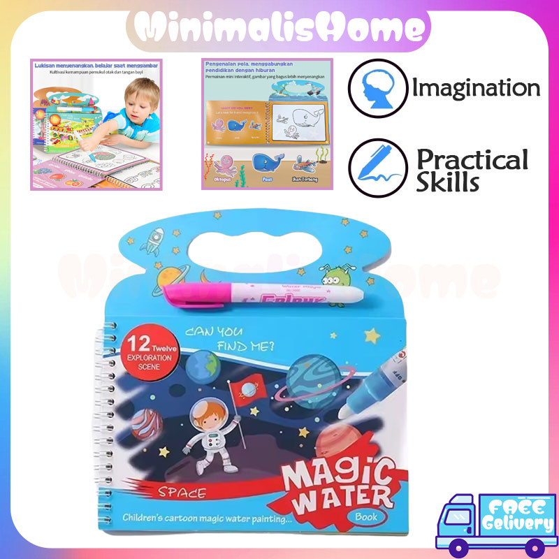 

Magic Water Book/Buku Ajaib Belajar Mewarnai Edukasi /Anak Buku Gambar Ajaib Anak