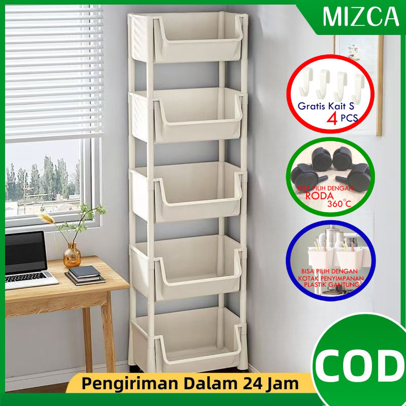 

MIZCA DEEP 5 Susun Rak Plastik Rak Susun Serbaguna Rak Sepatu Rak Buku Rak Dapur Rak Toilet Roda