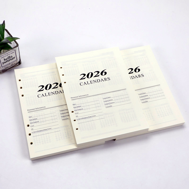 

2026 Journal Agenda Plannner Notebook A5 Insert Refills 6 Holes Loose Leaf Spiral Ring Binder Diary Planner Inner Core 80g Paper