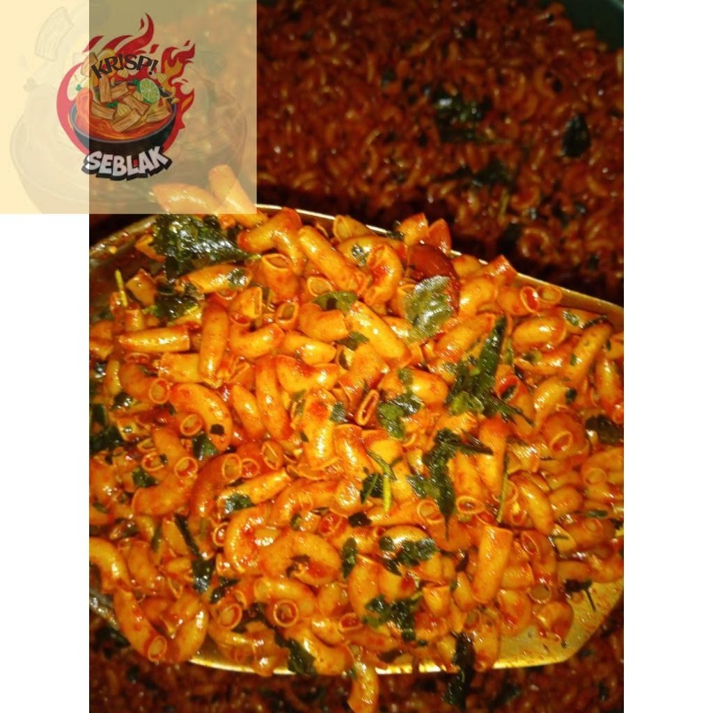 

Seblak krispi Makaroni pedas daun jeruk bumbu melimpah 1kg . s