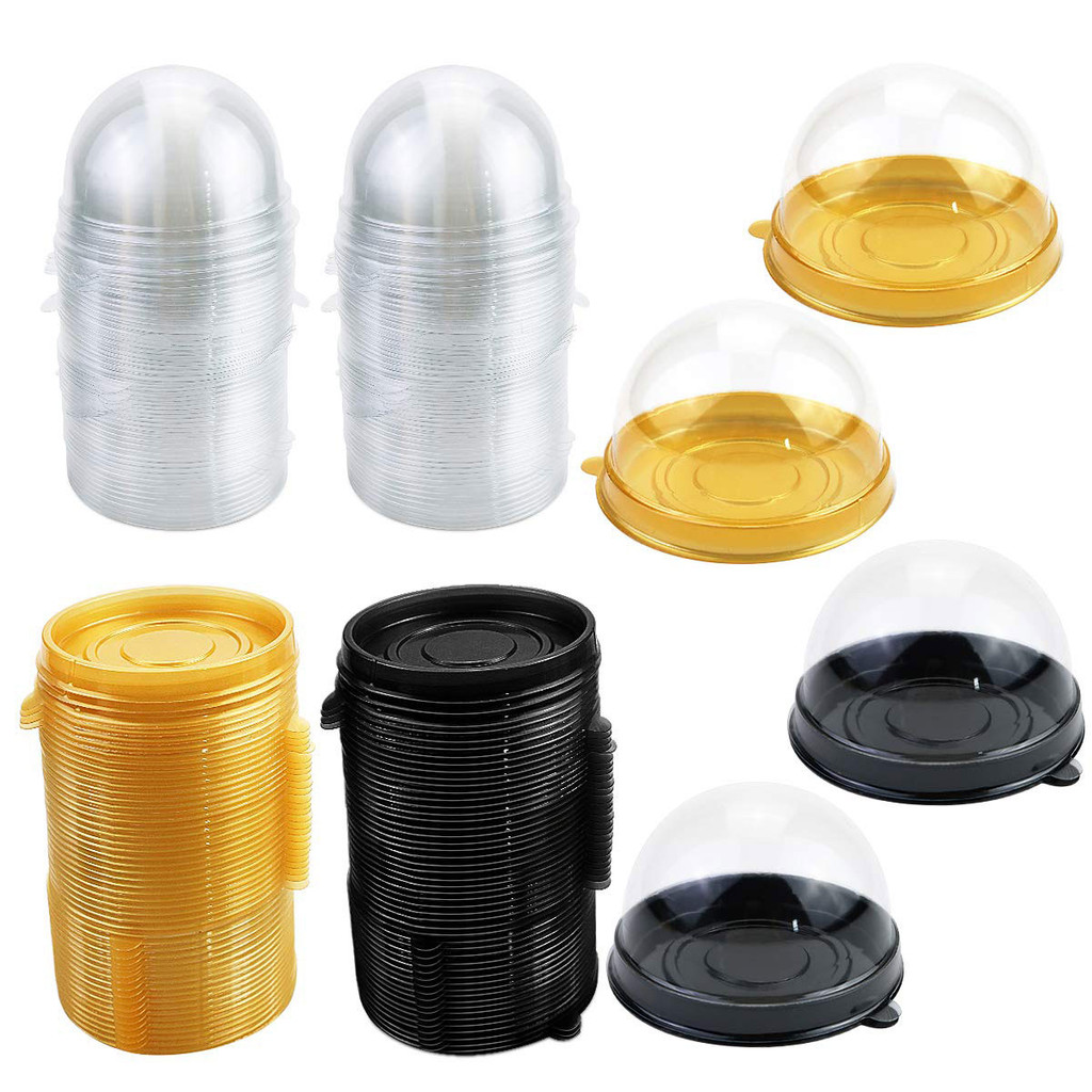 

50pcs Mini Transparent Cake Box Container Transparent Cupcake Dome Pastry Baking Packaging Boxes Wedding Party Supplies Gifts