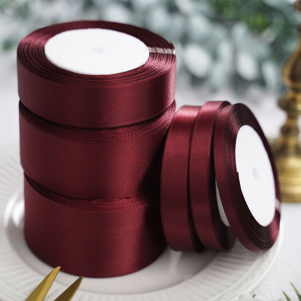 

Burgundy Satin Ribbon 25yards 6mm 10mm 15mm 25mm 38mm 50mm Sash Gift Bow Handmade DIY Craft Wedding Party Supply Decoration
