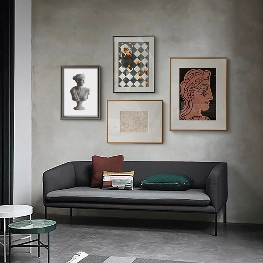 

Abstract Canvas Painting Wall Art Bohemian Line Woman Faces Flowers David Mid Century Print Picture Living Room Home Decor