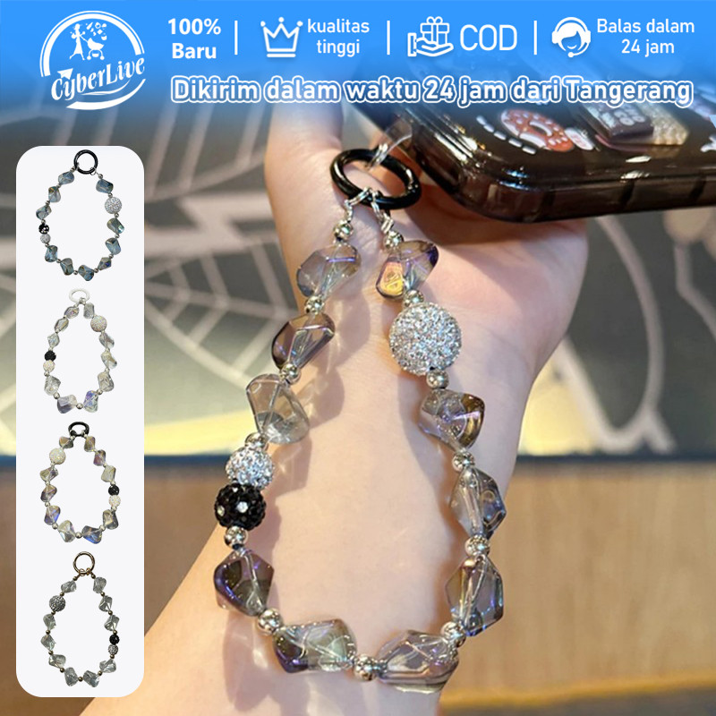 Gantungan Hp Kristal Estetika Tali Hp Kristal Berlian Gantugan Hp Korea Tali Hp Kristal Pendek Tali 