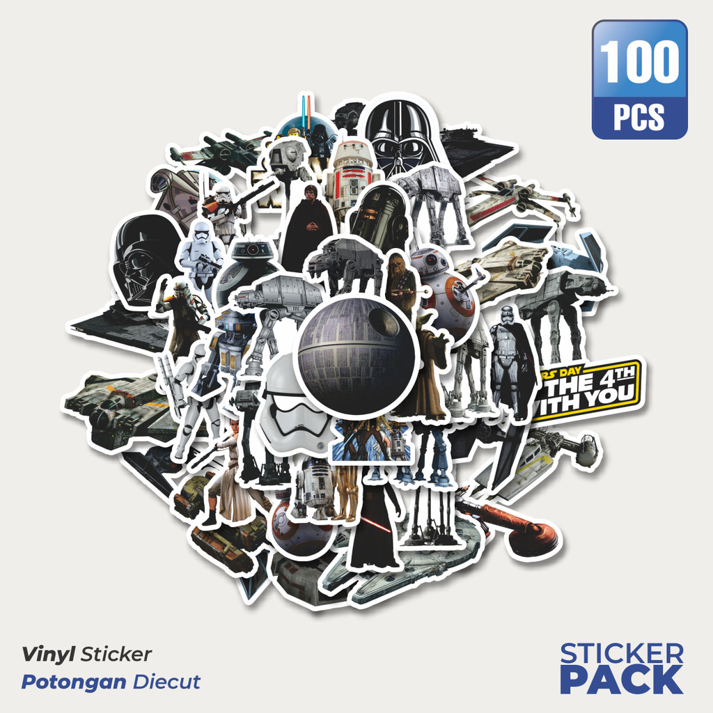 

100 PCS STIKER Stiker Film Series Star Wars Mix Waterproof Aesthetic- Untuk Laptop, Motor, dan Helm - Paper Stationery Pack