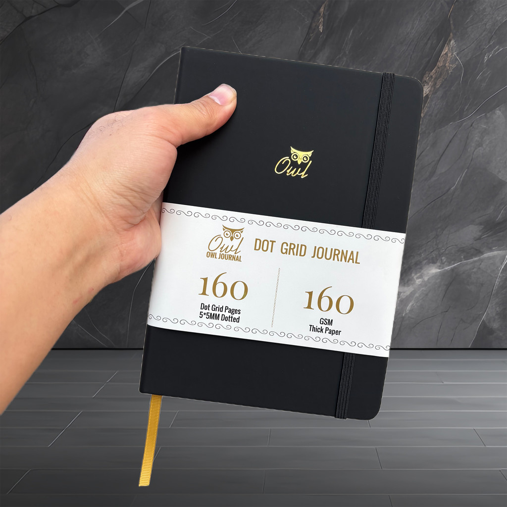 

1PC A5 Size OWL Bullet Dotted Journal 5x5mm Dot Grid Notebook, Numbered 160 Pages 160gsm Thick Paper,Bujo Drawing Sketchbook