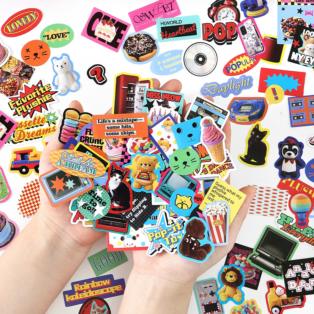 

100 Sheets Kawaii Cartoon Character Sticker Pack Aesthetic Decorative Adhesive Diy Scrapbooking Stickers Junk Journal Supplies