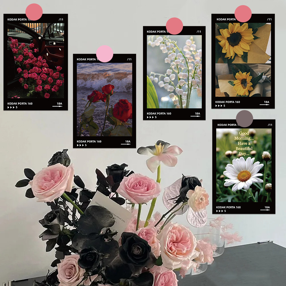 

10pcs film style card romantic floral atmosphere feeling postcard niche premium DIY desktop wall dormitory room decoration