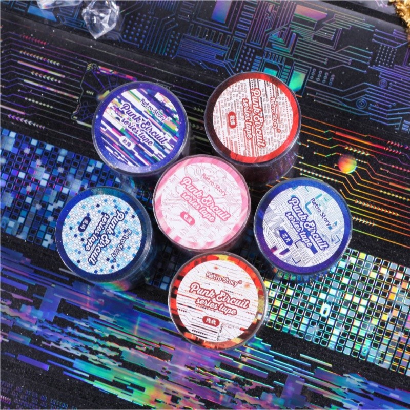 

1pcs/1lot Decorative Adhesive Tapes punk circuit Junk Journal Japanese Masking Scrapbooking Stickers
