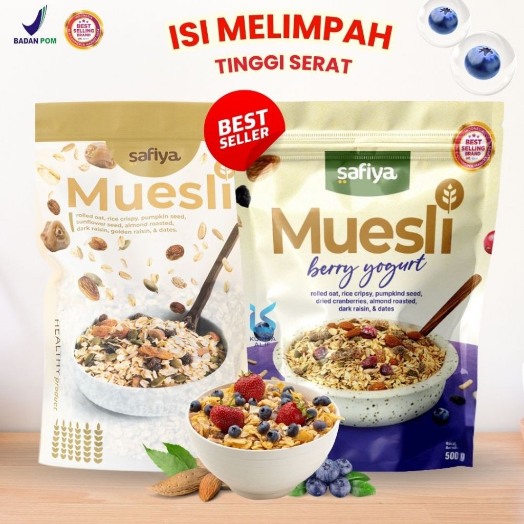 

Muesli Safiya 1 Kg Oatmeal Dried Fruit Almond Mete Sereal Diet Sehat