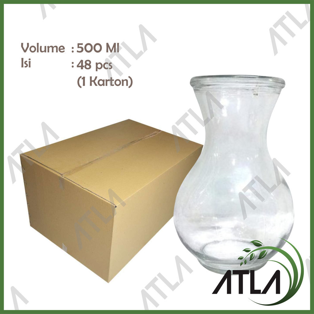 Vas Kaca Bulat Montok isi 48 Wadah Bunga Ikan Cupang Hias Terrarium Karton