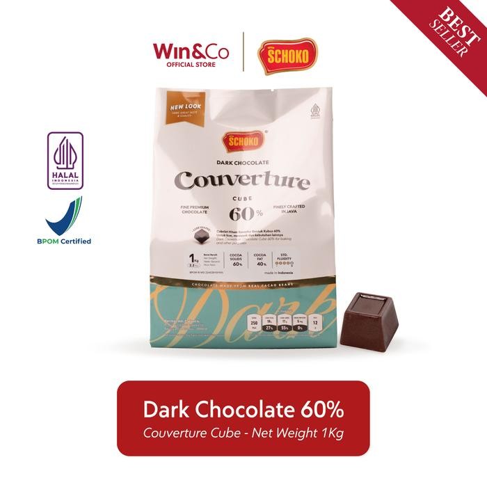 

Promo SCHOKO Dark 60% Couverture Cube - 1 Kg / Coklat Kovertur Bentuk Dadu