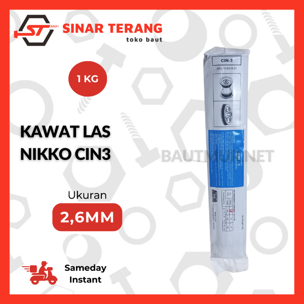 TEAMOR (1KG) Kawat Las Nikko Cin3 2,6mm x 300mm - Kawat las Besi Cor Ancuran