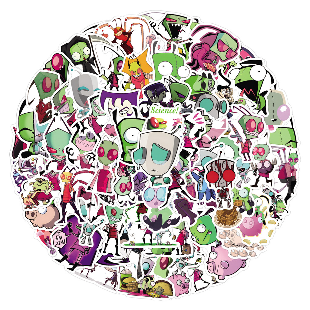 

110Pcs Invader Zim Stickers DIY Stickers Scrapbooking Phone Luggage Skateboard Waterproof Decals
