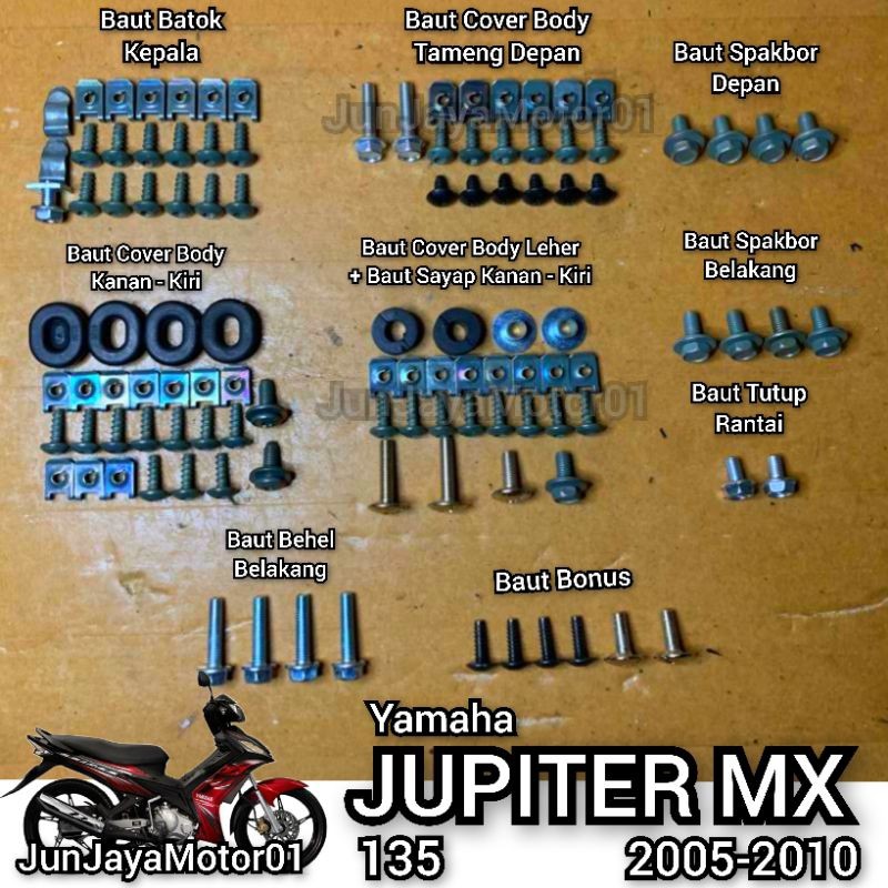 COD / Promo / Original / Baut Lengkap Full Set Body Bodi Yamaha Jupiter Mx 135 2005-2010 Motorcycle