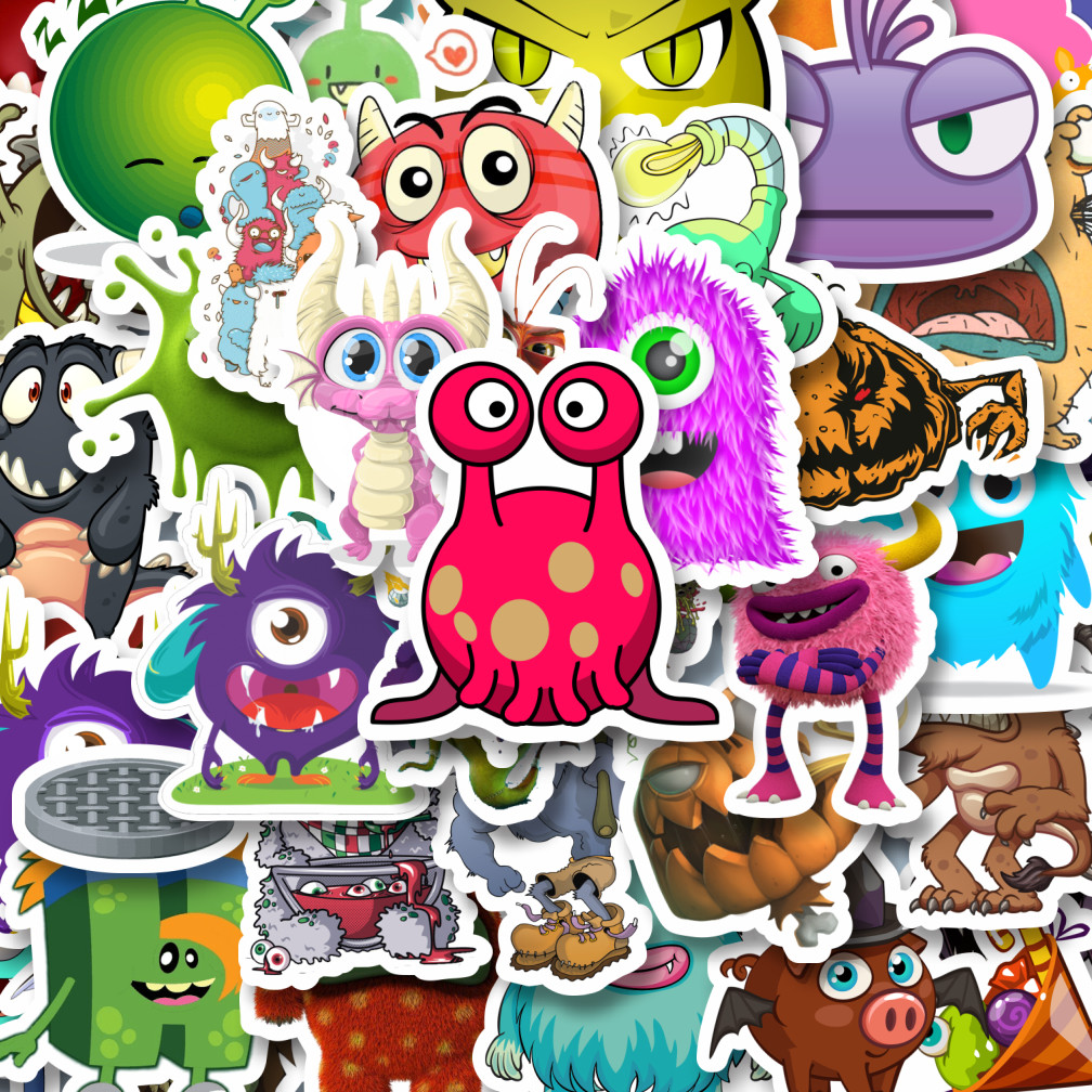 

100PCS Lucu Stiker Monster Art Illustration Karakter Mix 5 Stiker Aesthetic Stiker Anti Air Stikers Berperekat Waterproof sticker decal buat Motor Helm Buku Journal Koper Casing HP Laptop Botol Minum Hadiah anak